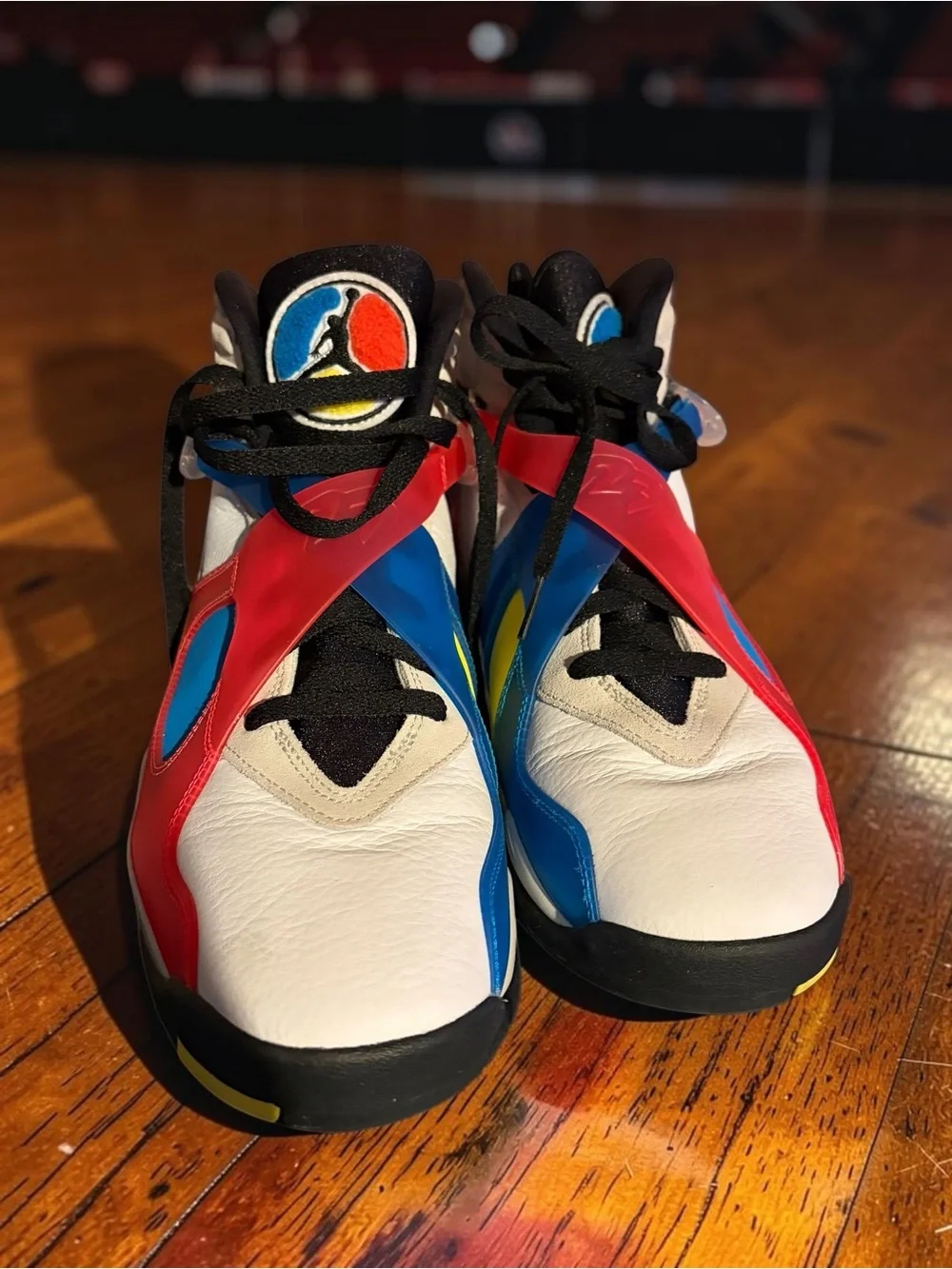 Jordan Men’s Multicolor Athletic Sneakers - White, Red, Blue, Yellow, Black